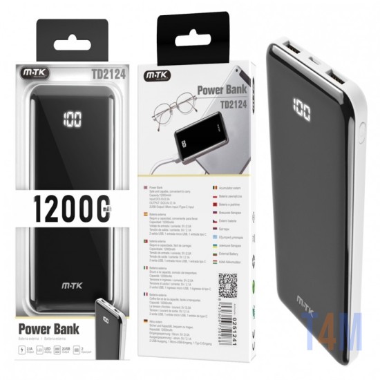 POWER BANK MTK TD2124 12000MAH WHITE